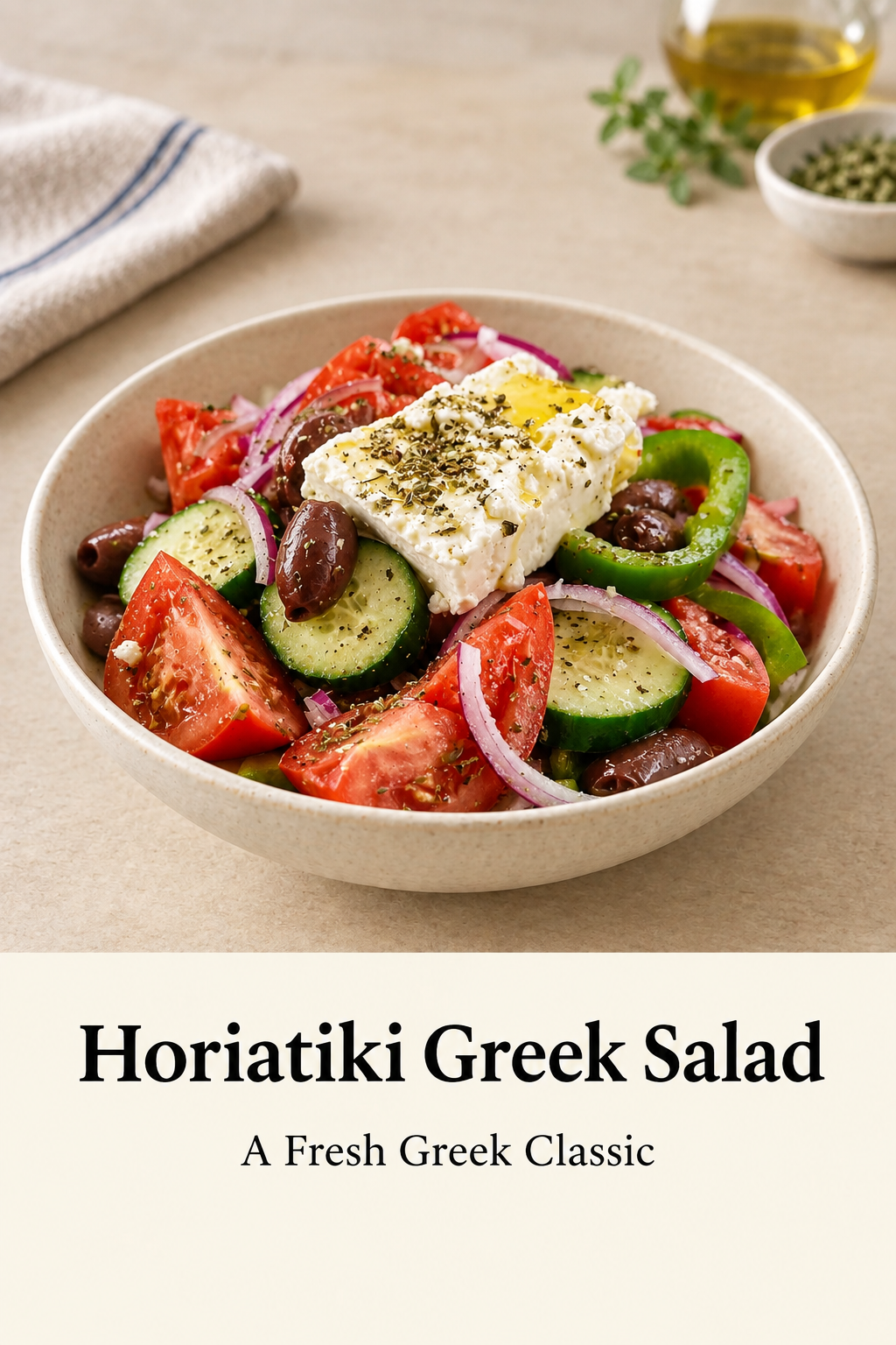 Matching Horiatiki Greek Salad menu card